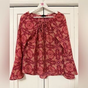 Sanctuary Lyric Printed Blouse Bell Sleeve Hippie Festival Sheer Country Small